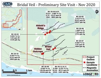 CMC Announces Positive Preliminary Exploration Results at its Bridal Veil Property in Newfoundland