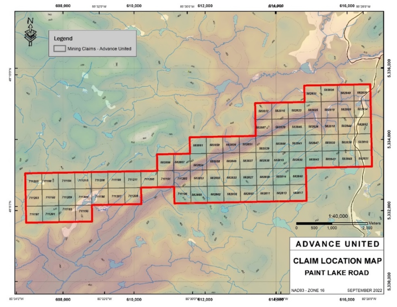 Advance United Holdings and Frontline Gold Report on Geophysical Work Program on Paint Lake Road Project in Wawa, Ontario